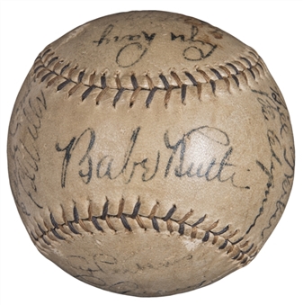 1933 New York Yankees Team Signed Baseball With 16 Signatures Including Ruth & Gehrig (Beckett)